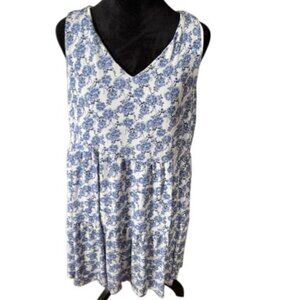 Rachel Ashwell Blue Floral Tiered Lined Sleeveless Dress Cottagecore Med